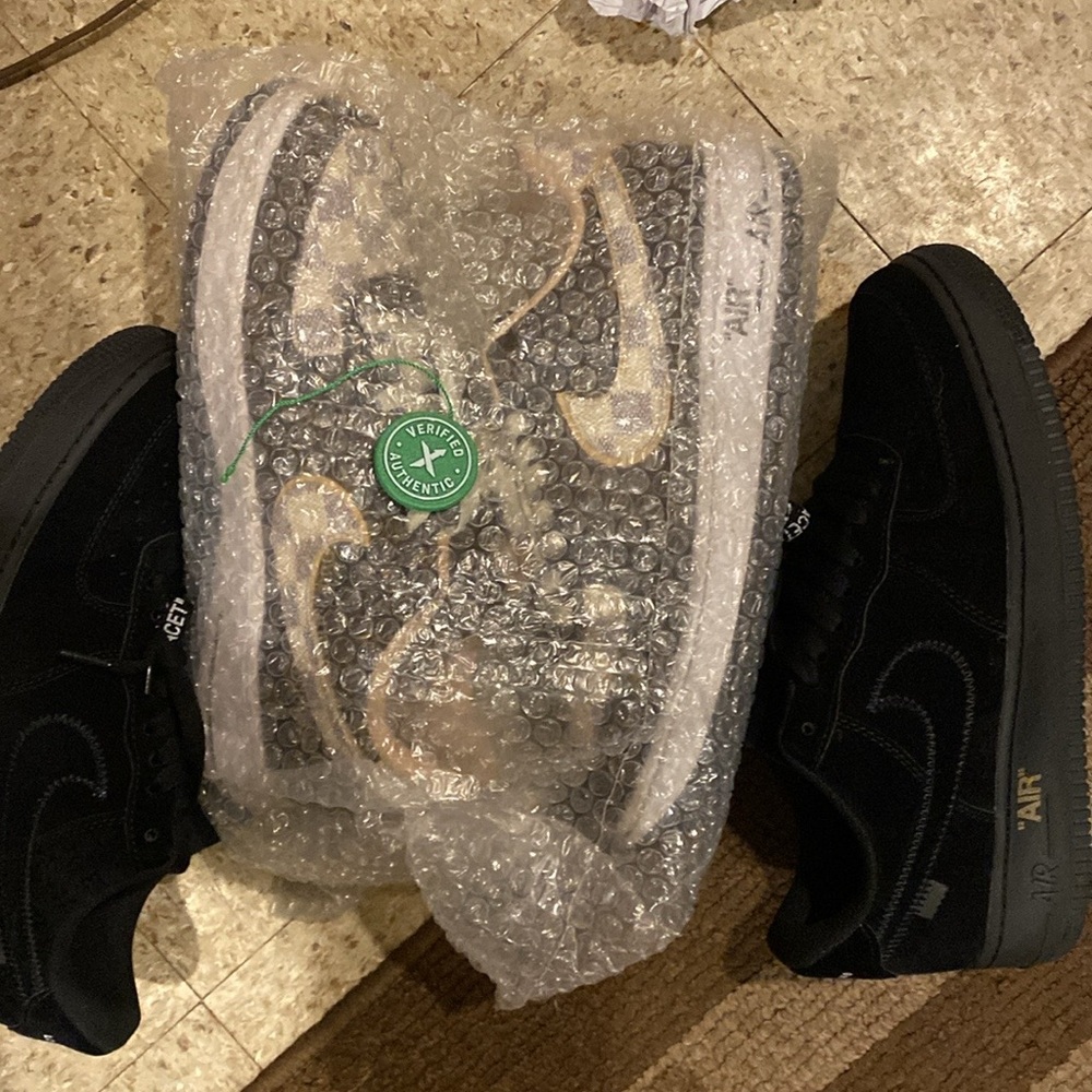 LV AF1 brown & white with cream checkered design
